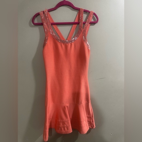 Marciano Dresses & Skirts - Marciano Vibrant Coral Dress with Shimmer Straps